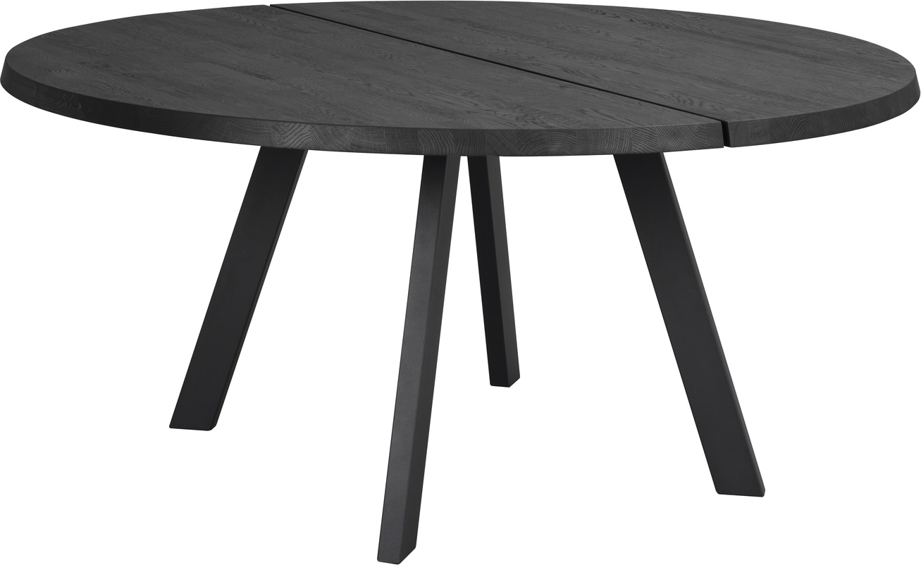 Rundt Spisebord Rowico Fred ø160 Sort Lakeret Massiv Ask Fsc-certificeret Med Spinkle Metalben Tidløs Nordisk Stil