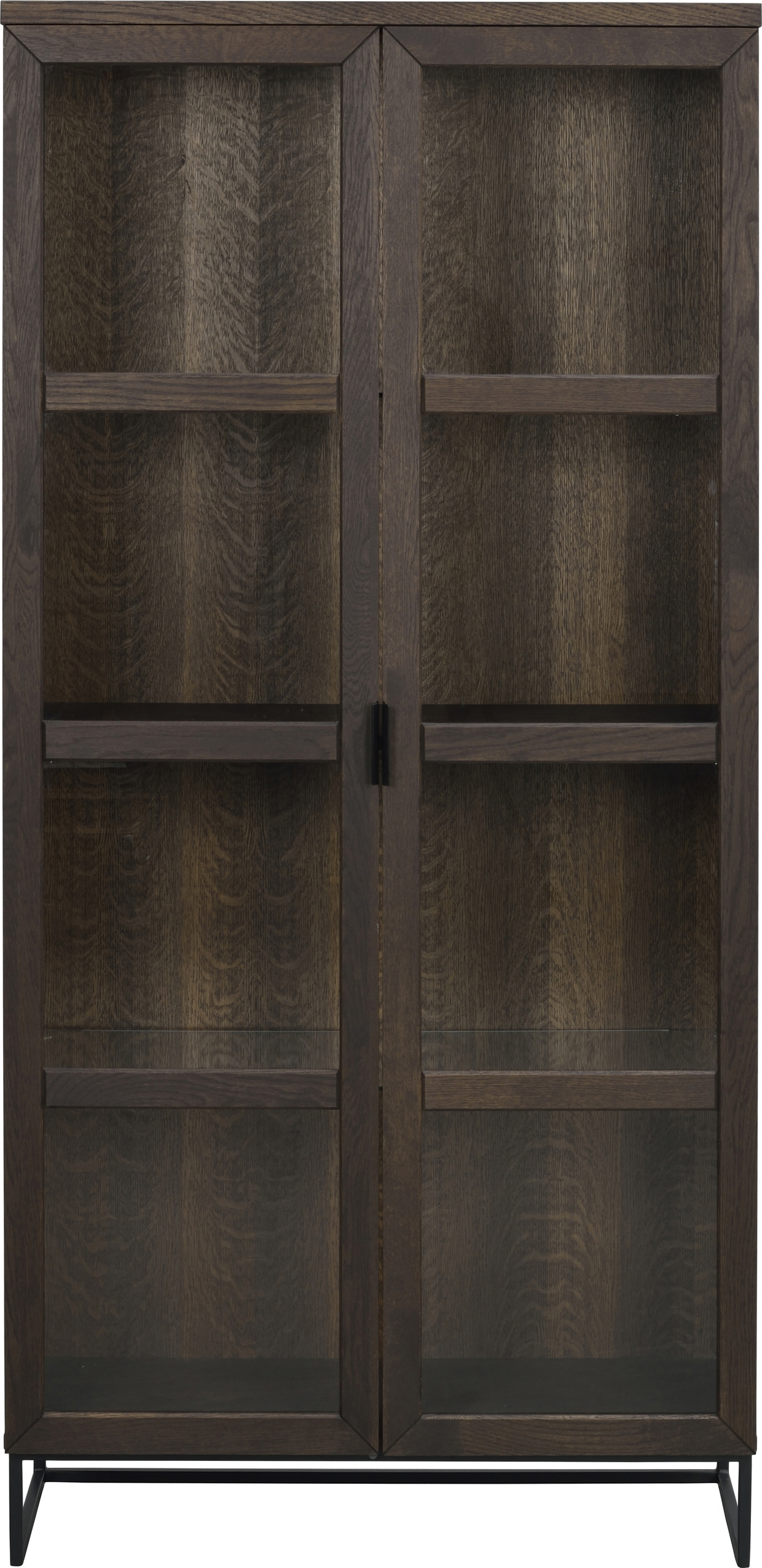Vitrineskab Rowico Everett Udstillingsskab   Massiv Egetræ   Sort Pulverlakeret Metalstel 195x95x41   Fsc-certificeret