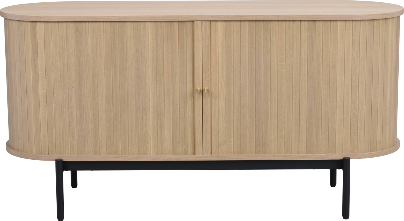 Skænk Rowico Haddington Sideboard Hvidkalket Egetræ Med Sorte Metalben Flytbare Hylder 142x45x71