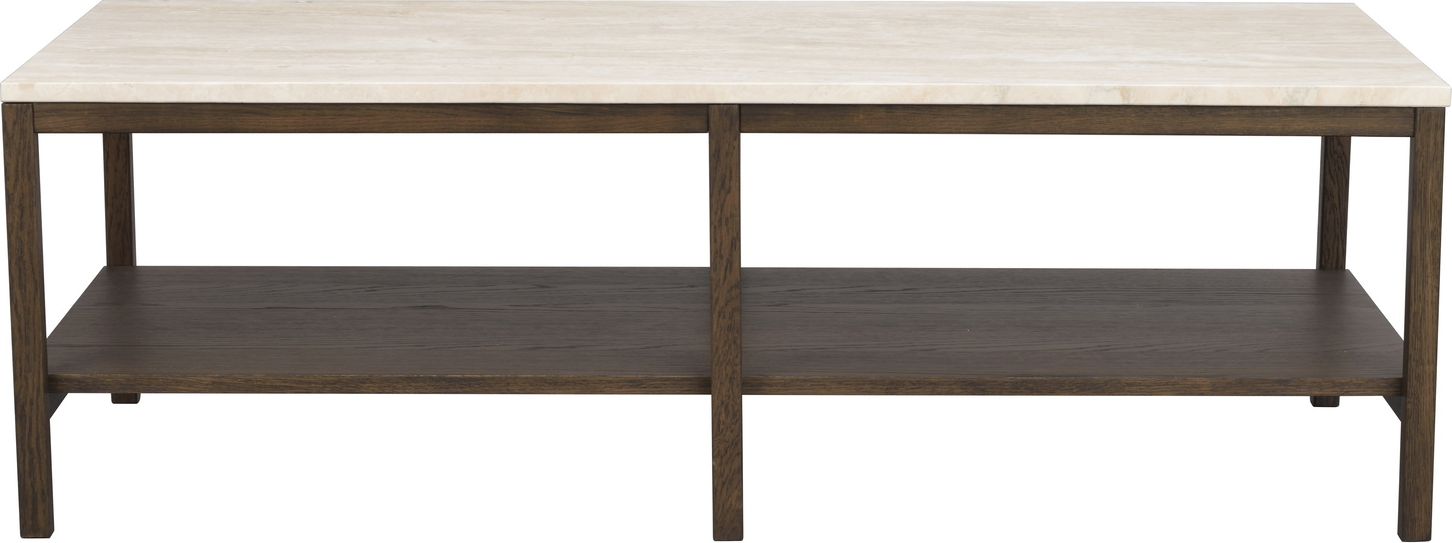 Sofabord Stuebord Rowico Orwel Italiensk Travertin Beige Brun Med Egetræslakramme L140 B60 H45