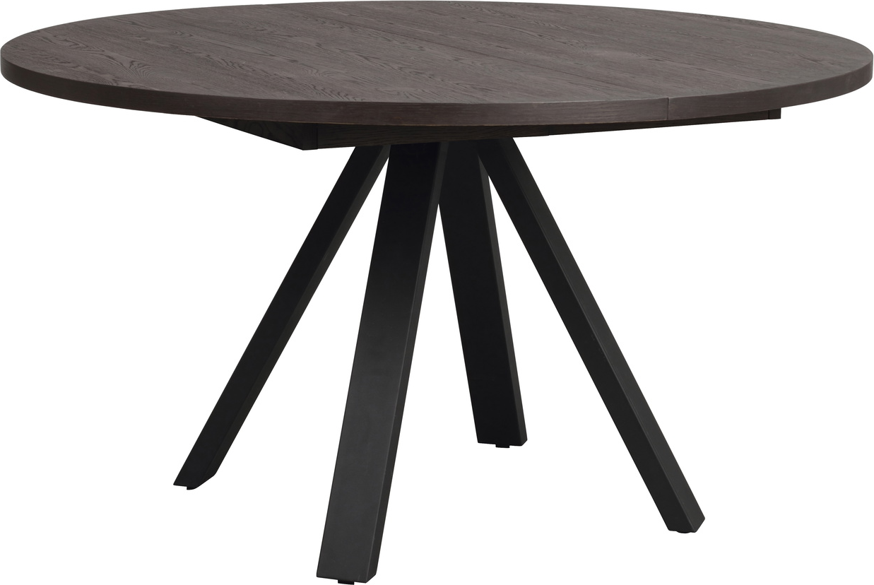 Spisebord Rowico Maddock ø135 Brunolieret Med Pulverlakeret Sort Metalstel