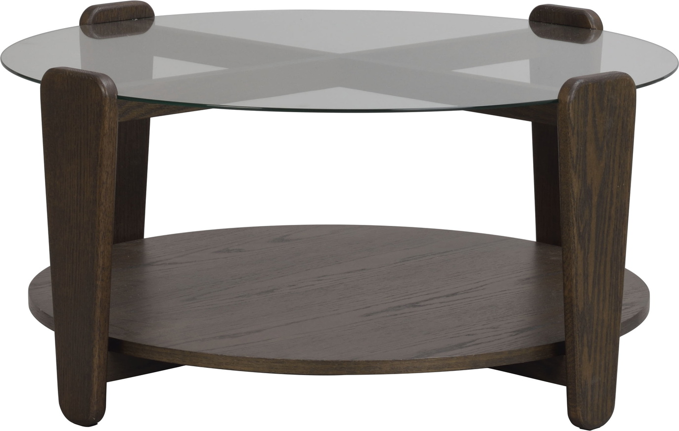 Sofabord Rowico Arran ø93 H45 Rund Loungebord Glas Massivt Egetræ Fsc 100 Lakeret