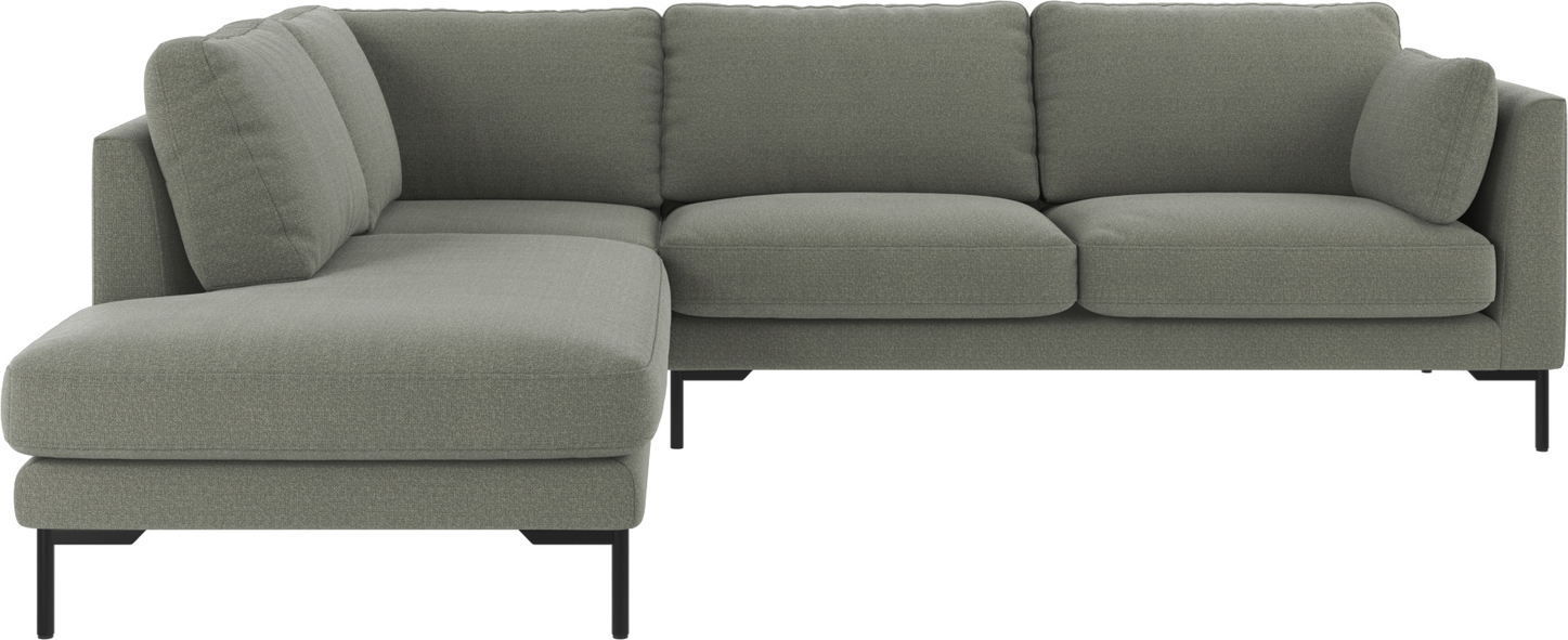 Hjørnesofa Rowico Corwin Venstrevendt Grøn Rita Polyester Med Sorte Metalben B266xd226