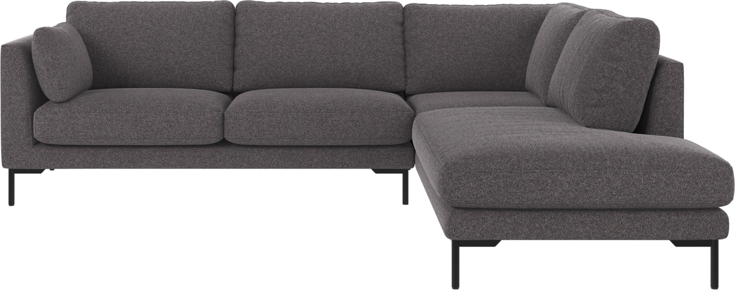 Hjørnesofa Rowico Corwin Højrevendt Slidstærkt Brenda-stof Mørkegrå Sort Med Slanke 16 Pulverlakerede Metalben