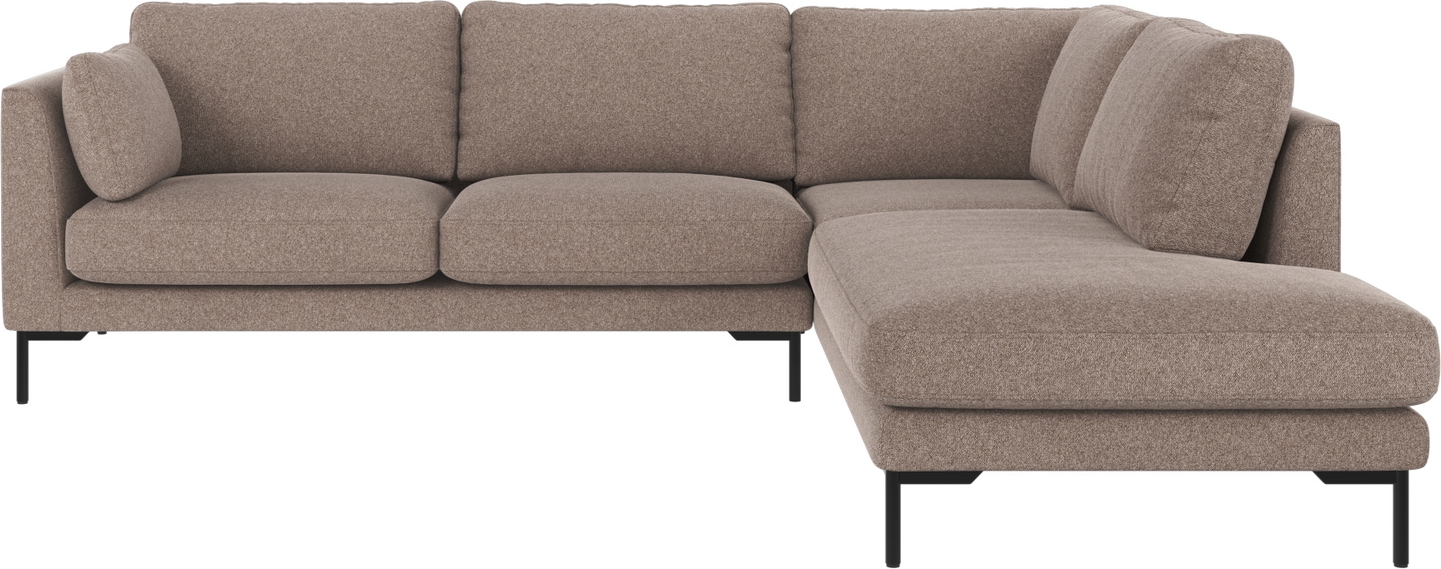 Hjørnesofa Højrevendt Rowico Corwin 83ã 266ã 226 Beige Stof Brenda 34 Med Pulverlakerede Sorte Metalben