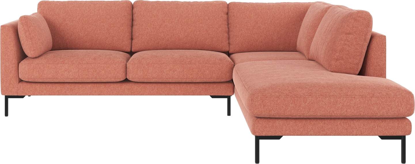Højrevendt Hjørnesofa Rowico Corwin Brenda Rød 83x266x226 Mat-sorte Metalben