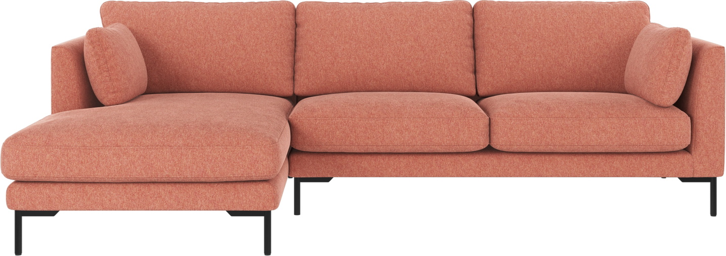 Chaiselongsofa Rowico Corwin - Rød og Sort, Venstrevendt