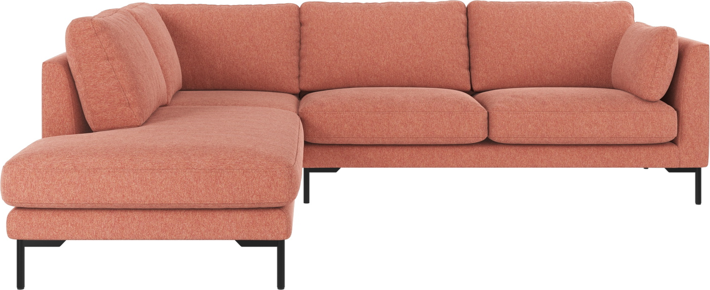 Hjørnesofa Corwin Venstrevendt Rød med Metalstel - Udsalg!