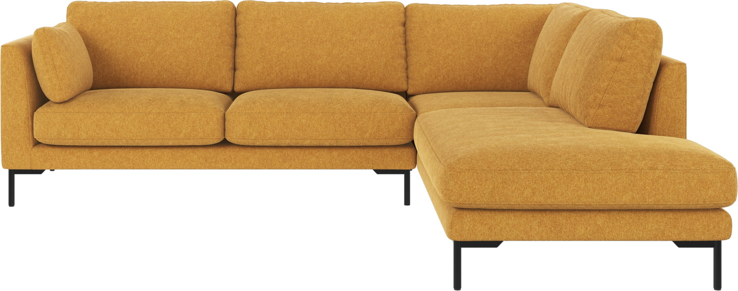 Hjørnesofa Rowico Corwin Højrevendt Loungesofa Gul Brenda Stof Sort Metalben 266ã 226ã 83
