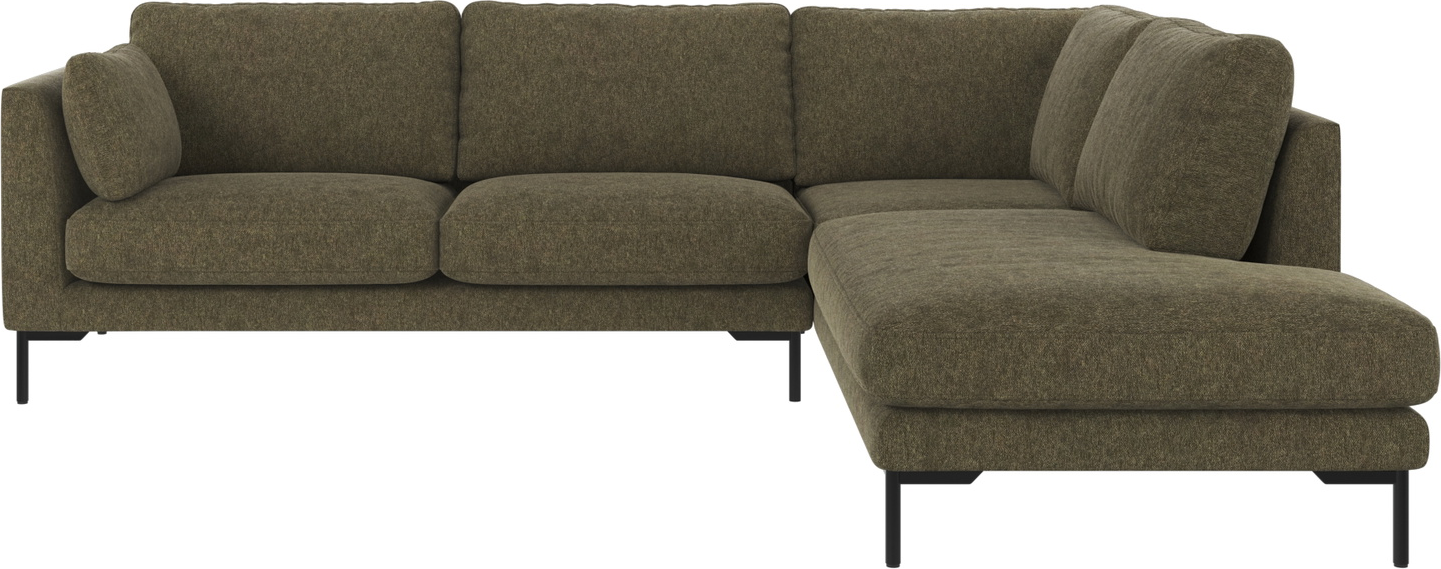 Højrevendt Hjørnesofa Rowico Corwin Brenda 77 Polyester Grøn Med Dybe Sæder Sort Metalben 83ã 266ã 226