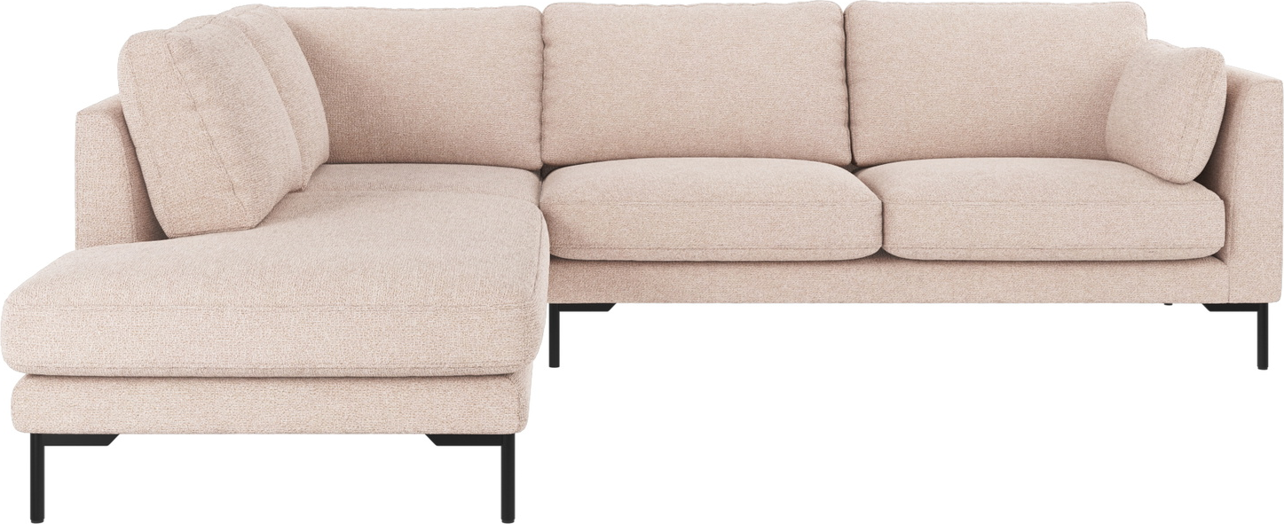 Hjørnesofa Rowico Corwin Venstrevendt Lysebeige Max Stof Sortlakerede Metalben H83ã B266ã D226