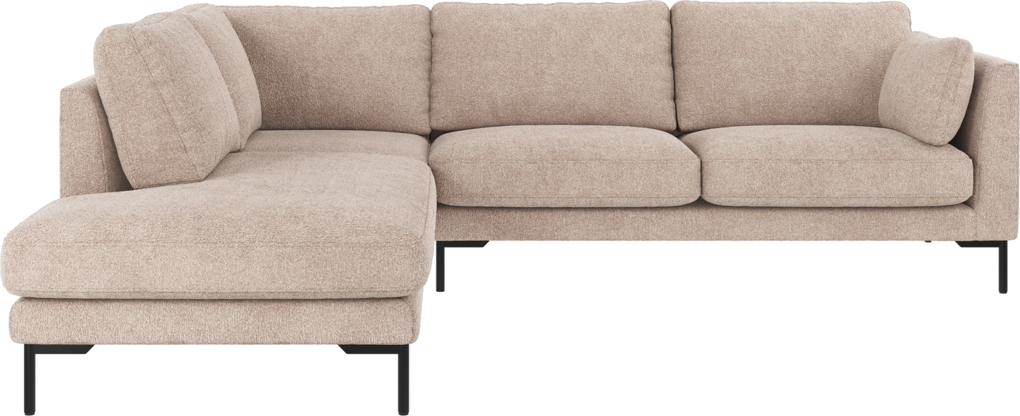 Hjørnesofa Rowico Corwin Venstrevendt Greg Lysebeige Med Pulverlakerede Sorte Metalben 266ã 226ã 83