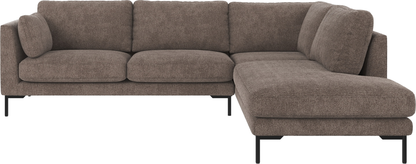 Hjørnesofa Rowico Corwin Højrevendt Mørk Beige Greg Stof Med Sorte Metalben H83ã B266ã D226