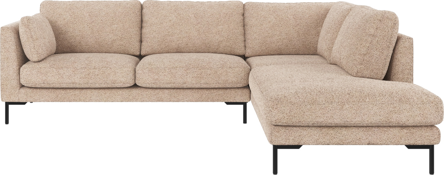 Hjørnesofa Rowico Corwin Højrevendt Anna Lysebeige Polyester Med Sorte Metalben 16 H83ã B266ã D226