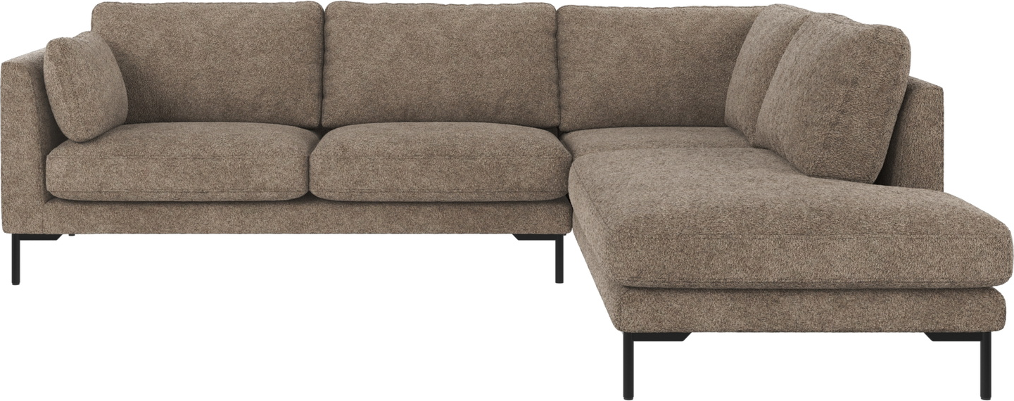 Hjørnesofa Rowico Corwin Højrevendt Mørk Beige Anna Stof Med Sorte Metalben