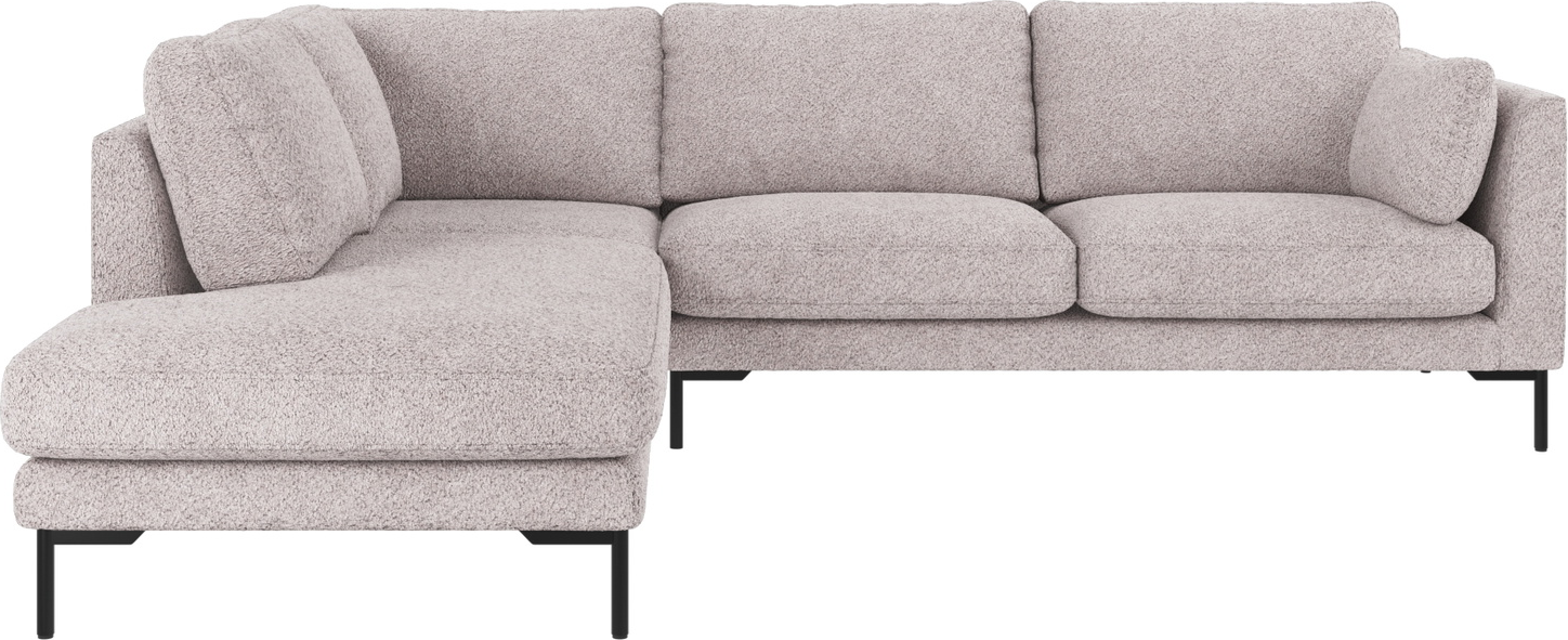Hjørnesofa Rowico Corwin Venstrevendt Lysegråt Anna 15 Polyester Med Sorte Metalben H83ã B266ã D226