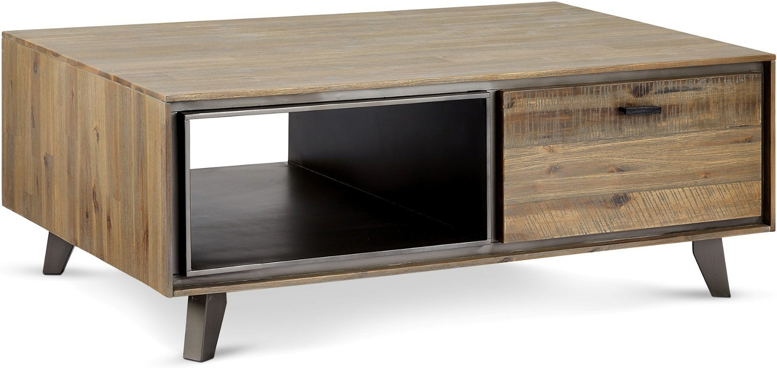 Sofabord Fareham i Akacietræ – Industrielt Design med Skuffe