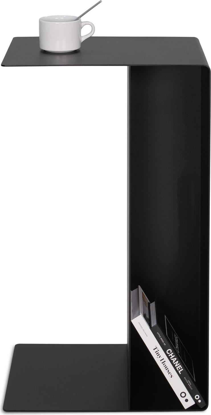 Udendørs Sidebord Sofabord Spinder Design Slide  -formet Sort Stål H68xb30xd40   Med Hylde