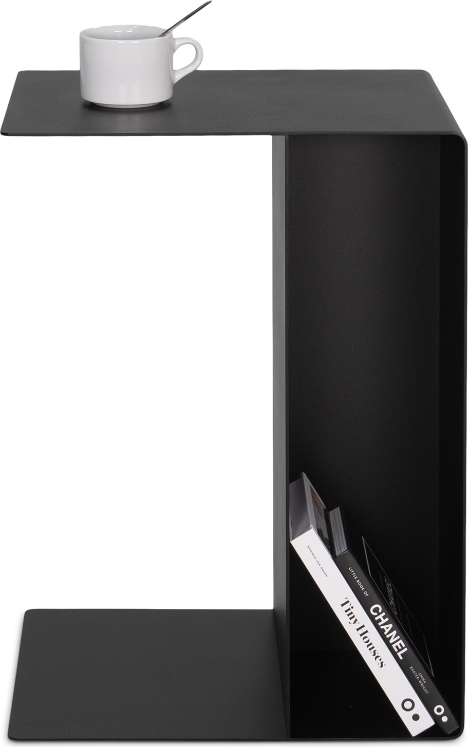 Udendørs Sidebord Spinder Design Slide Sort Stål Med åben Hylde H54ã B30ã D40