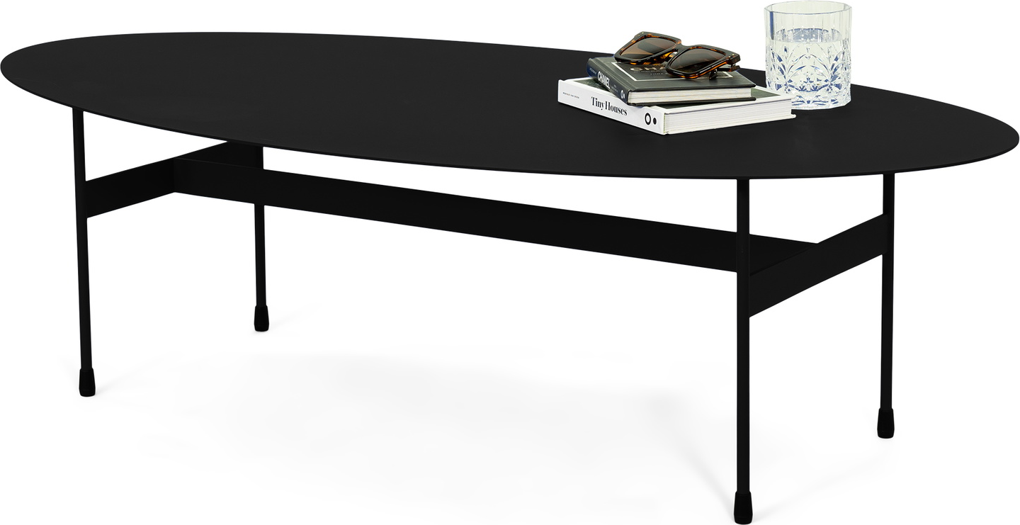 Sofabord Spinder Design Mira Sort Pulverlakeret Stål  Ovalt Industrielt Design 120ã 39ã 35