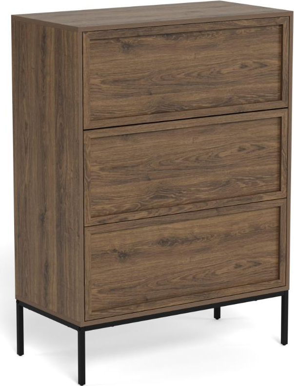Kommode Signature Nordby H110ã B80ã D40 Røgefarvet -look Skuffer Med Push- -open Mat Sort Stel