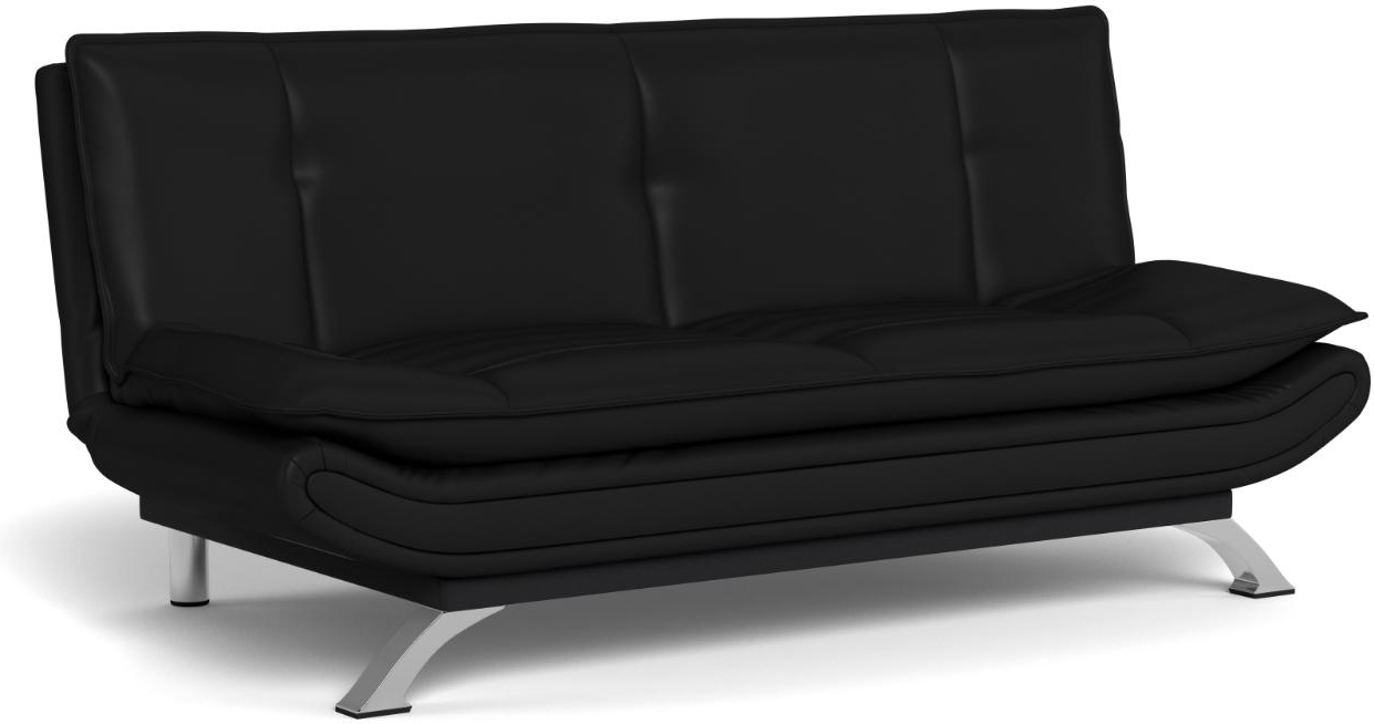 Sovesofa Signature Lykke -personers Sort -læder Krom Stel Click Clack B196