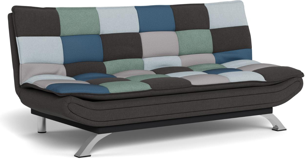 Sovesofa Signature Lykke -personers Patchwork Krom Stof Stål Med Click Clack B196