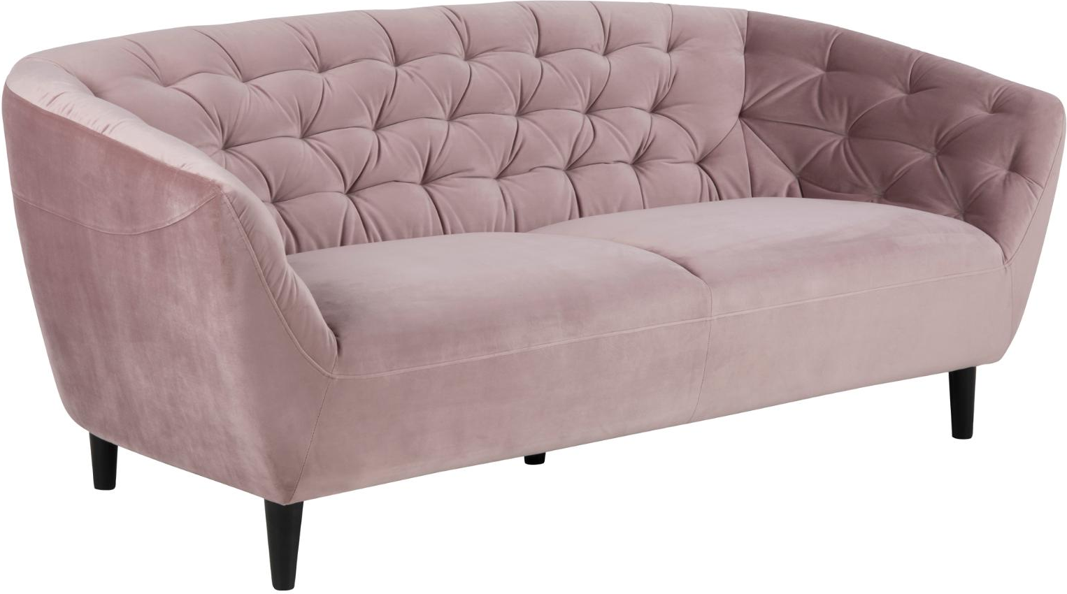-personers Sofa Signature Vella Vic-stof Støvet Rosa Sorte Gummitræsben B152