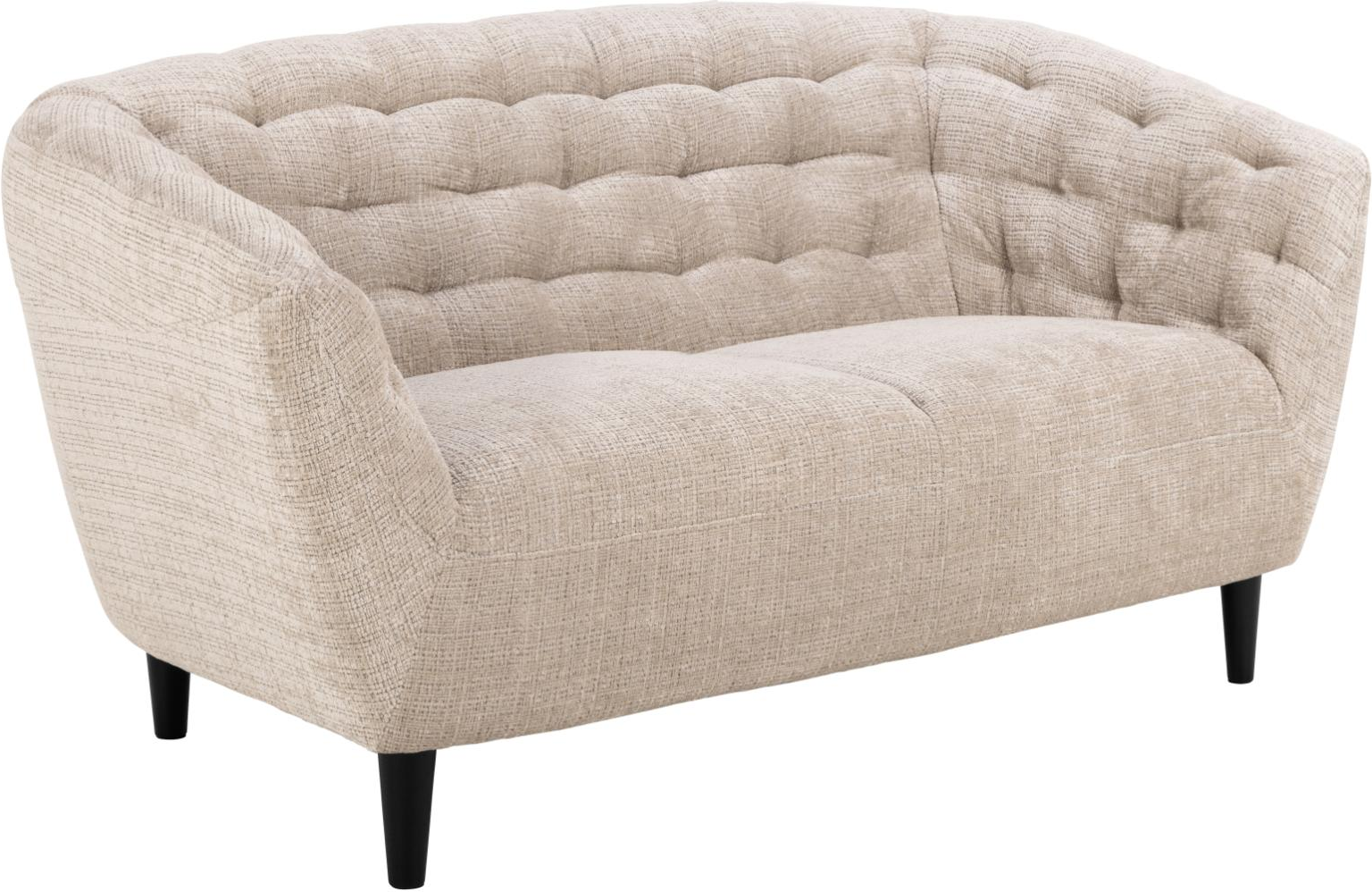 -personers Sofa Signature Vella Beige Juto Stof Tuftet Ryg Sort Gummitræsstel Kompakt B112ã D55