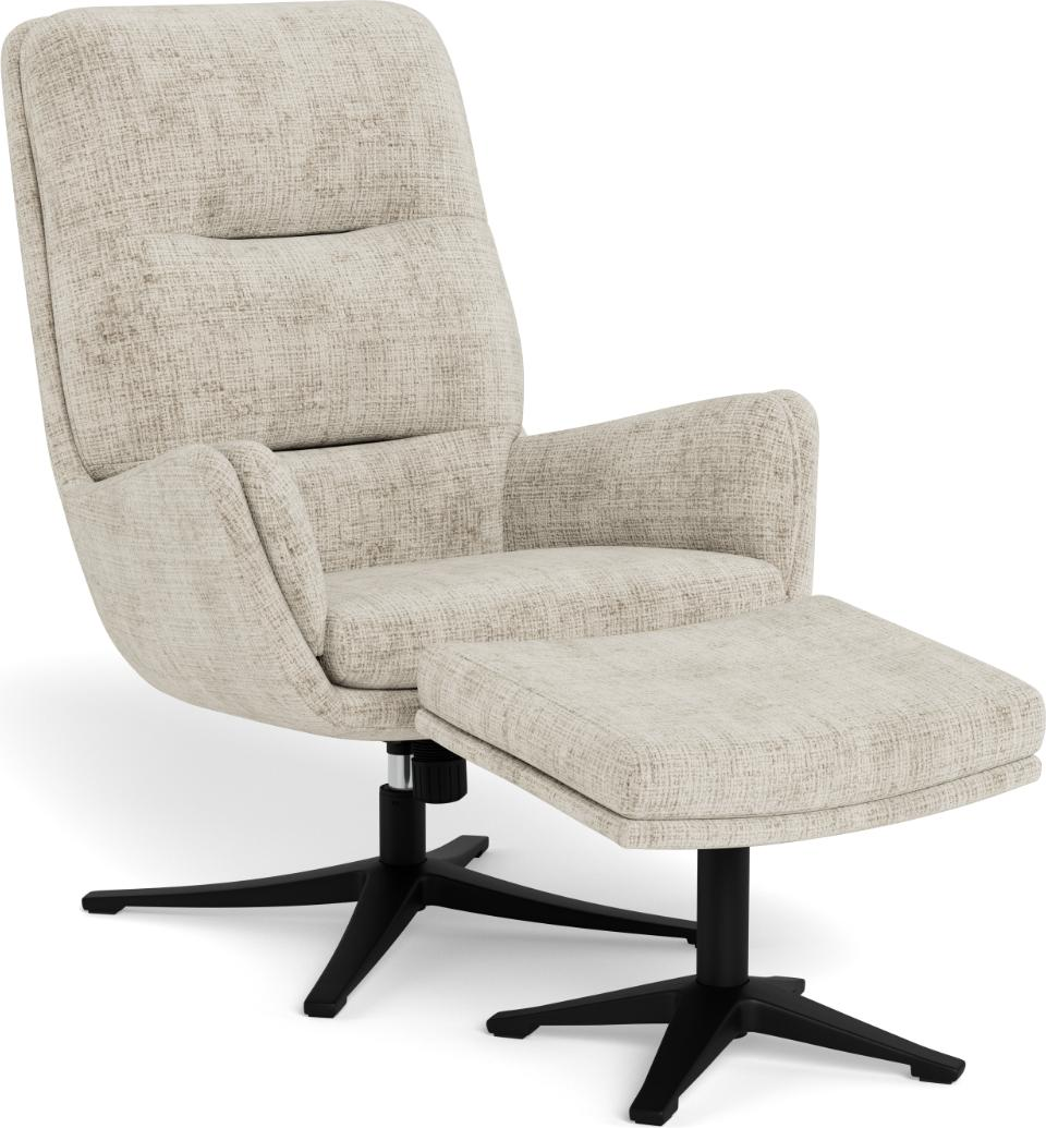 Recliner Med Fodskammel Signature Suton Lænestol Juto-stof Beige Mat Sort Stel
