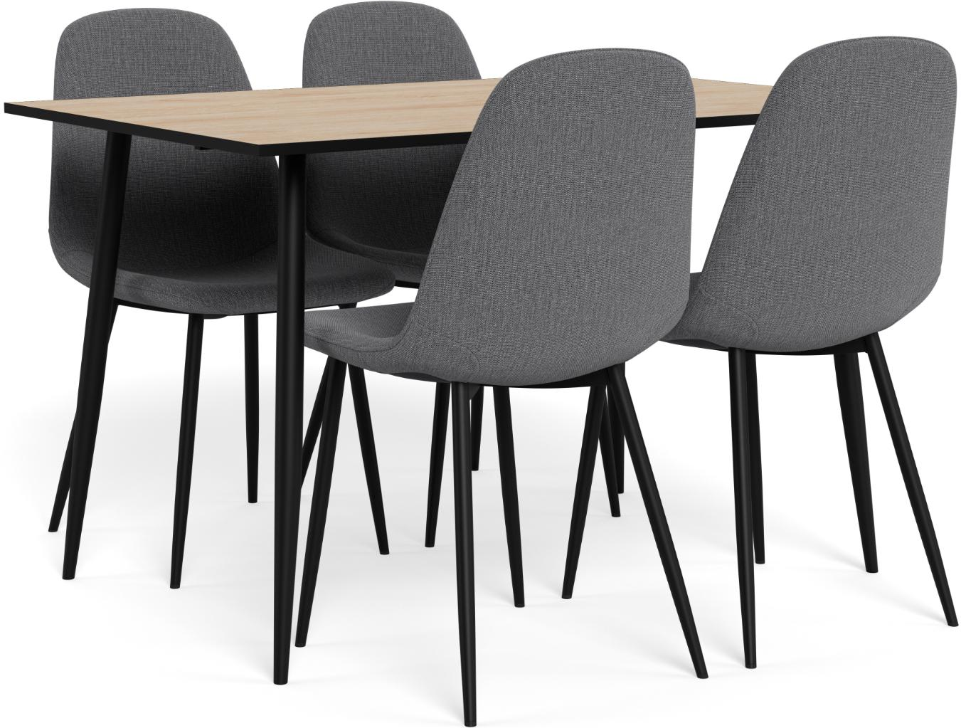 Spisebordssæt Signature Malva  120x80   Bord    Pers  Mørkegrå Nesia-stof   Hvidvasket Vild
