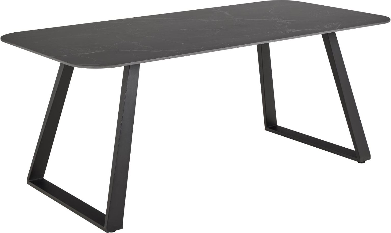 Spise- Arbejdsbord Signature Arvento Mat Sort Perla-keramik 180x90 Stålstel