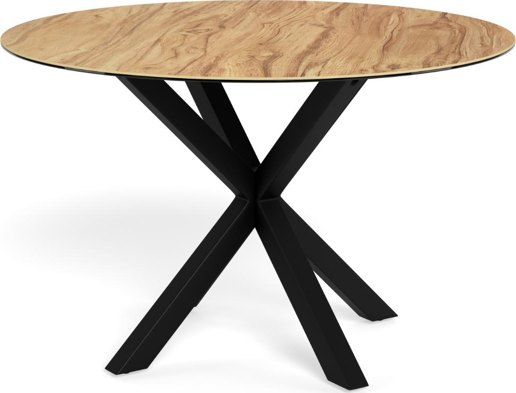 Spisebord Signature Solenne Rund ø119 Naturfarvet Keramikplade Mat Sort -stjernet Stålstel