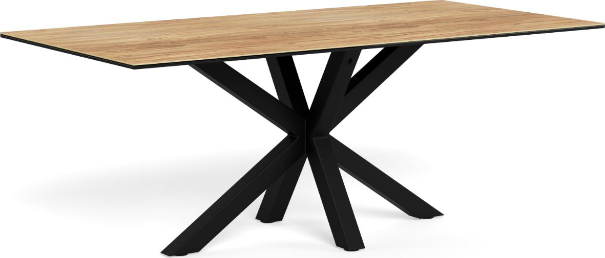 Spisebord Signature Solenne 200x100 Keramisk Bordplade Mat Sort Natur Stålstel