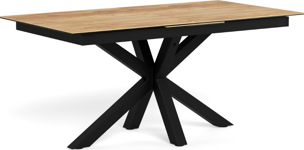 Spisebord Signature Solenne Udtræksbord 210x90 Keramisk Natur Bordplade Mat Sort Stålstel