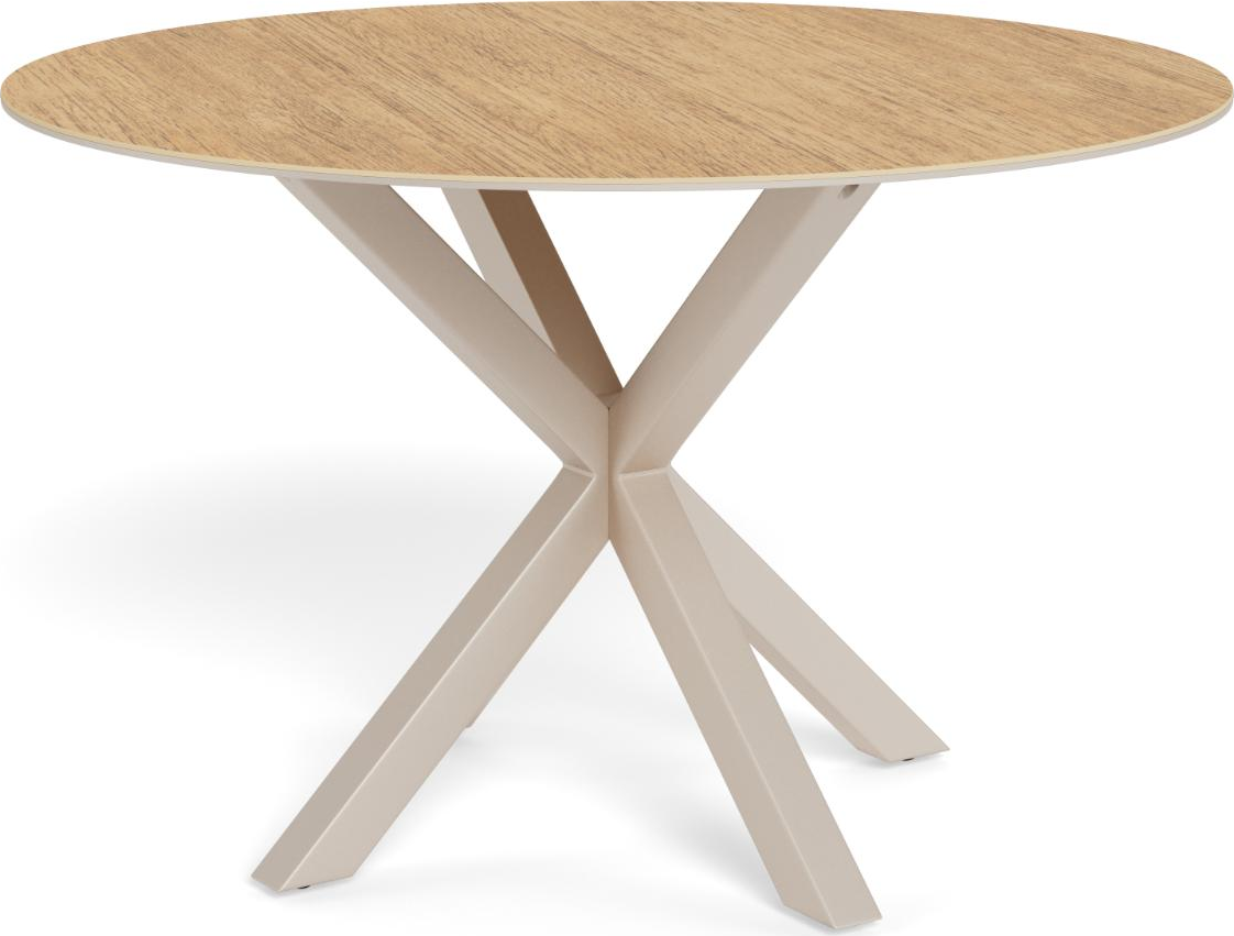 Spisebord Signature Solenne Rund ø119 Keramisk Vildeg-look Bordplade 4stjernet Gråt Pulverlakeret Stålstel