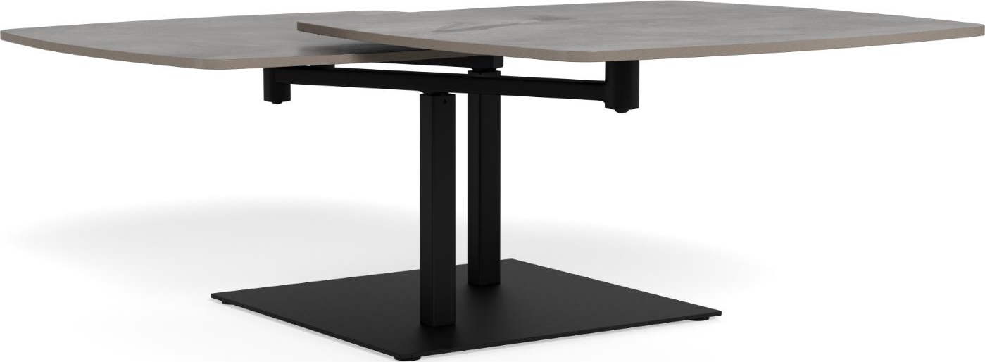 Sofabord Signature Carvo Grå Batis-polished Bordplade Roterende Top Mat Sort Stel 122 70