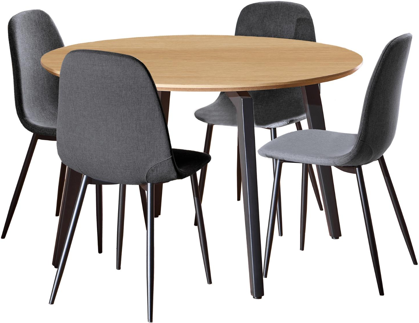 Spisebordssæt Signature Cavo   Rundt Bord ø120      Polstrede Stole   -look Melamin  Mørkegrå Nesia-stof  Mat Sort Stel
