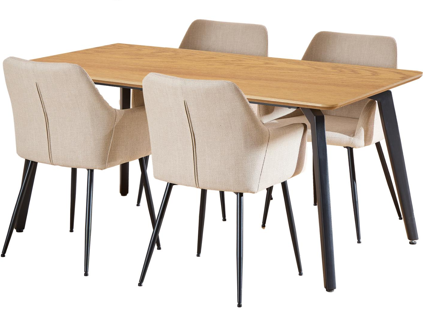 Spisebordssæt Signature Cavo Rektangulært Bord 160x90      Pers  Beige Basel Stofstole   -melamin Bordplade  Mat Sort Stel