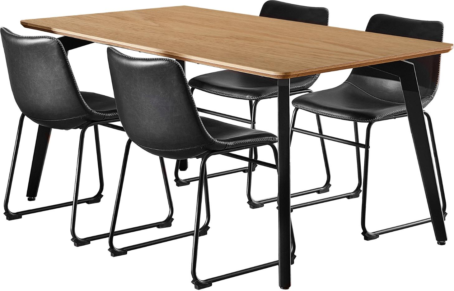 Spisebordssæt Signature Cavo 160x90    -look Bordplade   Mat Sort Stel Med   Stole   Sort  -vintage