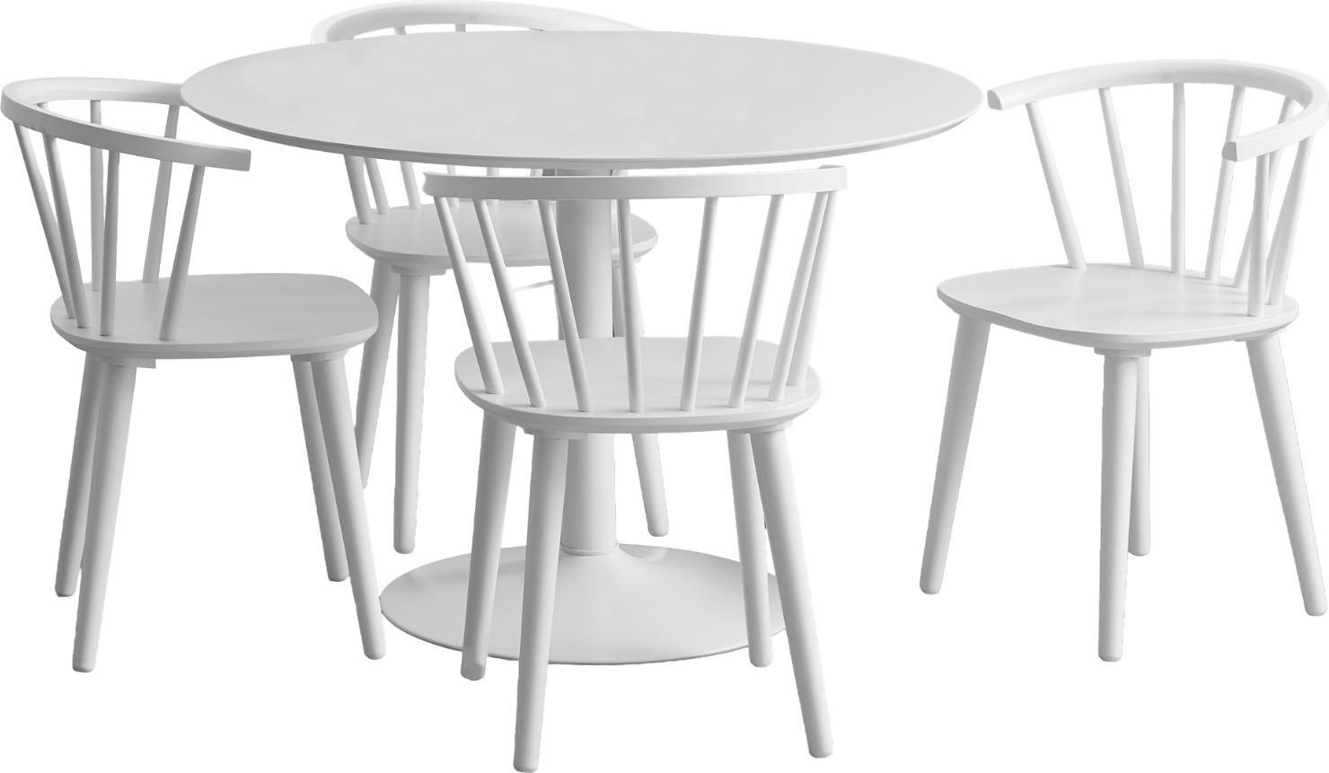 Spisebord Signature Tavira Hvid Gummitræ Akryllak Pulverlakeret Stål B45 5xd40xh74 Kompakt Spisebord