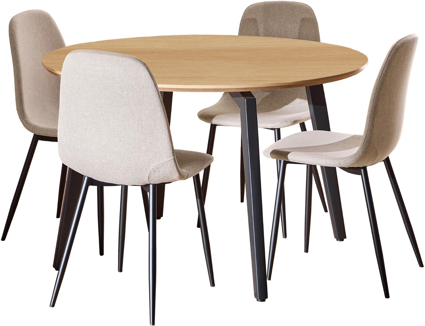 Spisebordssæt Signature Cavo Rundt ø120      Pers     -melamin Bord  Beige Nesia Stof Stole  Mat Sort Stel