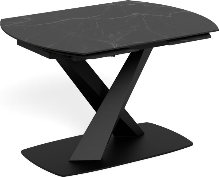 Spisebord Signature Novelle Ovalt 180x90 Mat Sort Perla-keramik Bordplade -stel Pulverlakeret Stål Rotationsudtræk