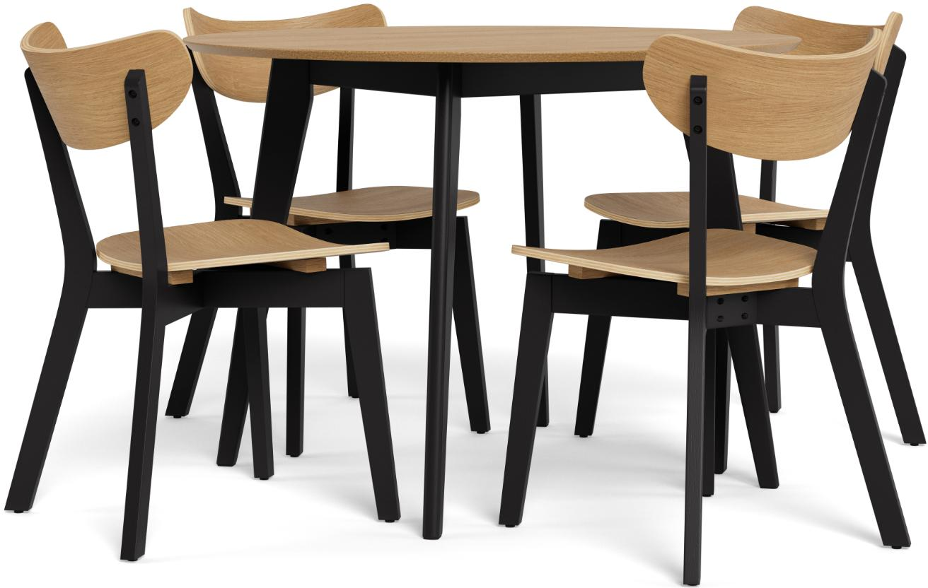 Spisebordssæt Signature Ravlund Rundt Bord Til Personer Egefiner Gummitræ Mat Sort Nordisk Design