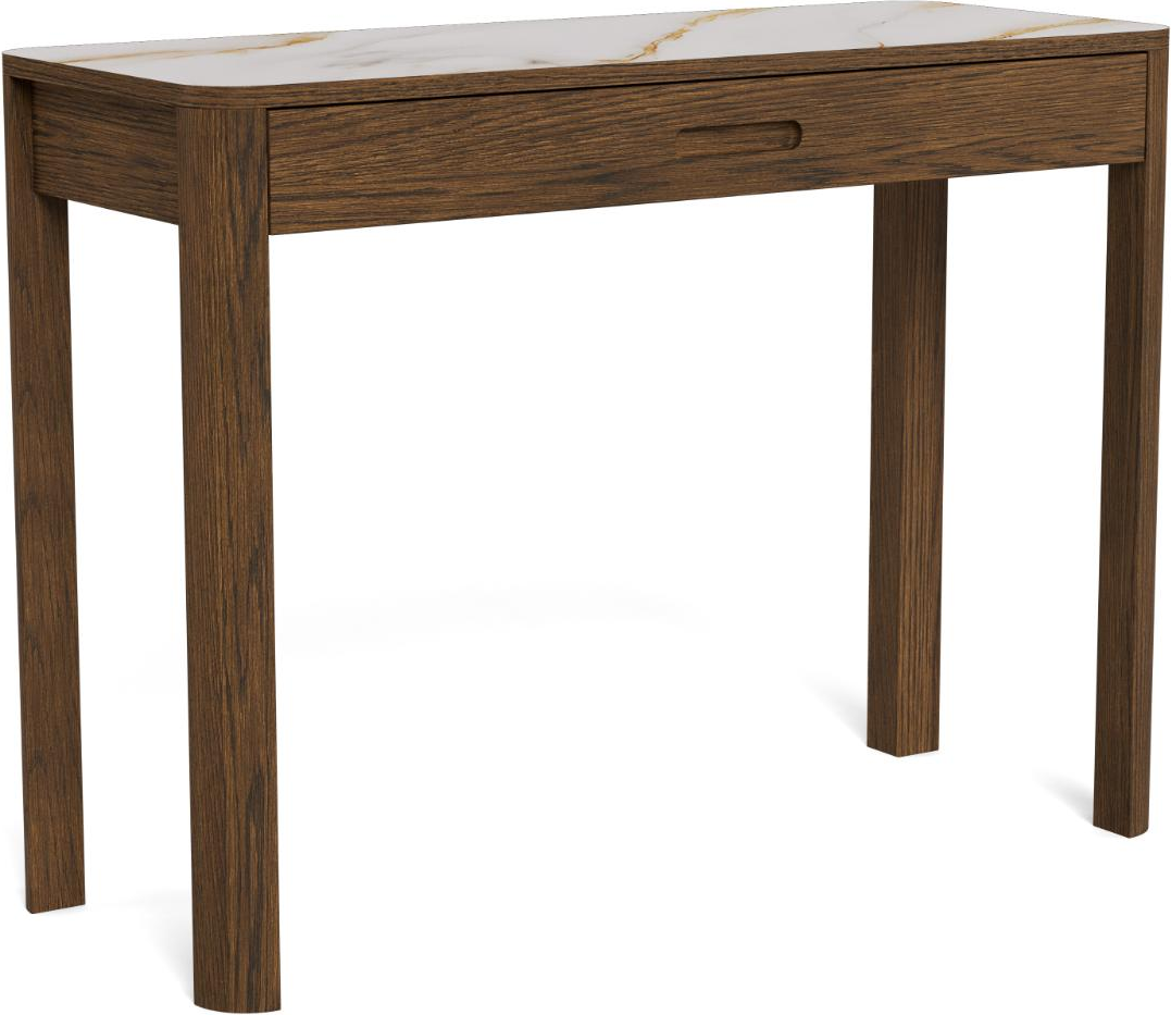 Konsolbord Signature Westby Creme Keramiktop Røget Egefiner Skjult Skuffe 100x40