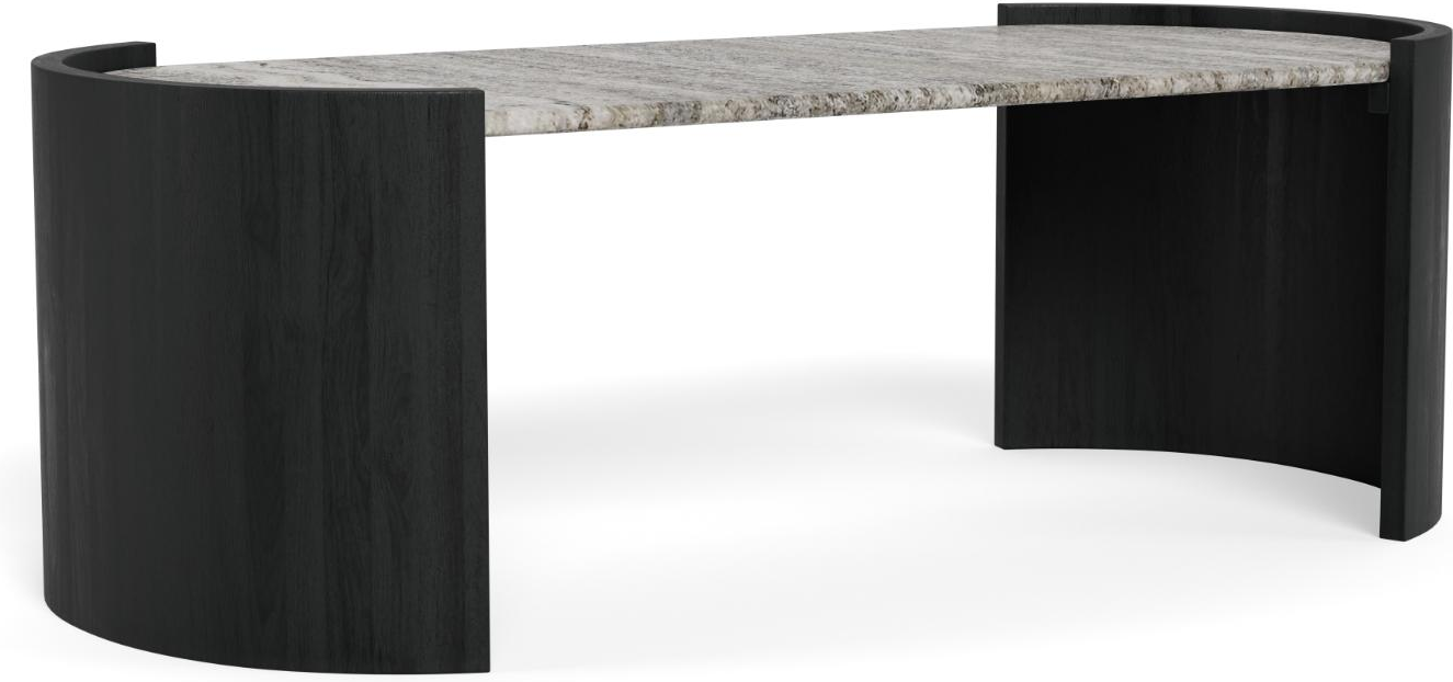 Sofabord Signature Zavo Oval Marmorplade Mango Stel Sort Grå 125x60