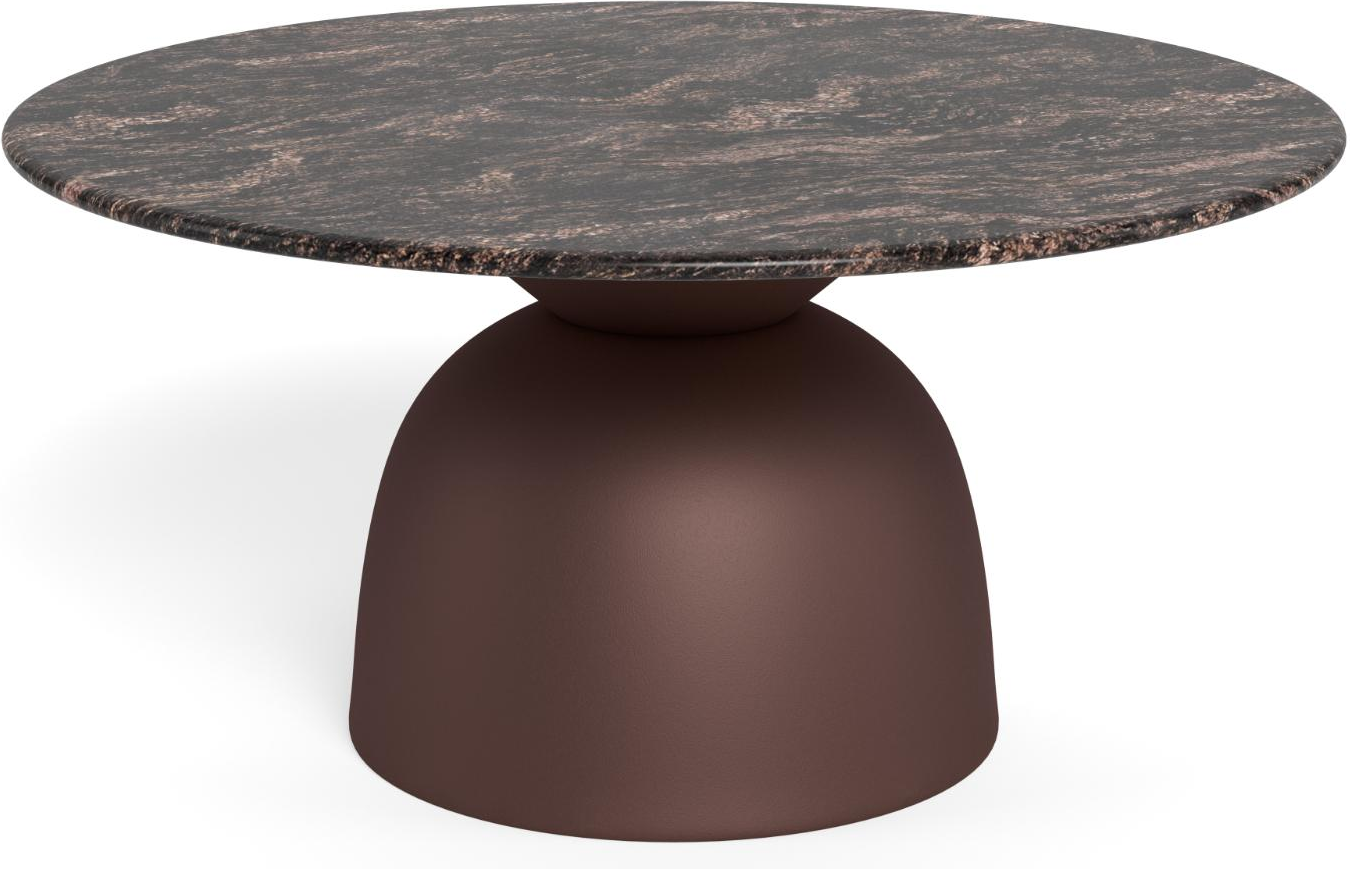 Sofabord Signature Morano Rund ø80 H42 Poleret Brun Cocoa-marmor Mat Bronzefarvet Stålstel