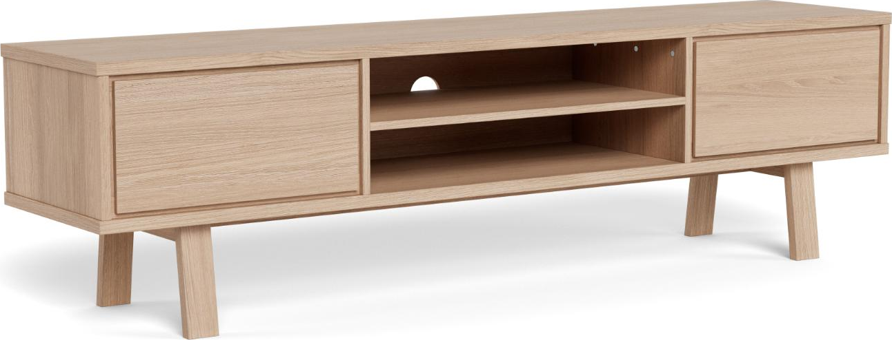 -bord Signature Lindholm Hvidpigmenteret Egefiner Lavt Mediebord 180 40 50 Med Skuffer