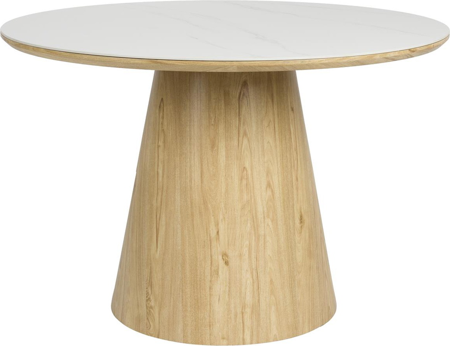 Rundt Spisestuebord Almira med Hvid Marmorlook Ø115 cm
