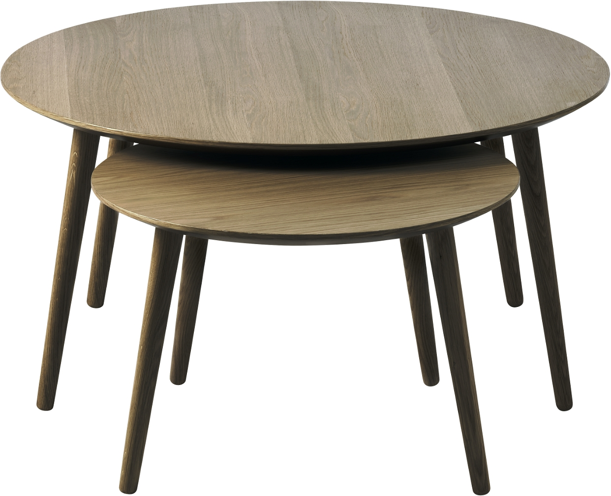 Runde Sofabordsæt Nordique Design Adda Dele Røget Egetræ ø88 58 H45 41 Fsc 70